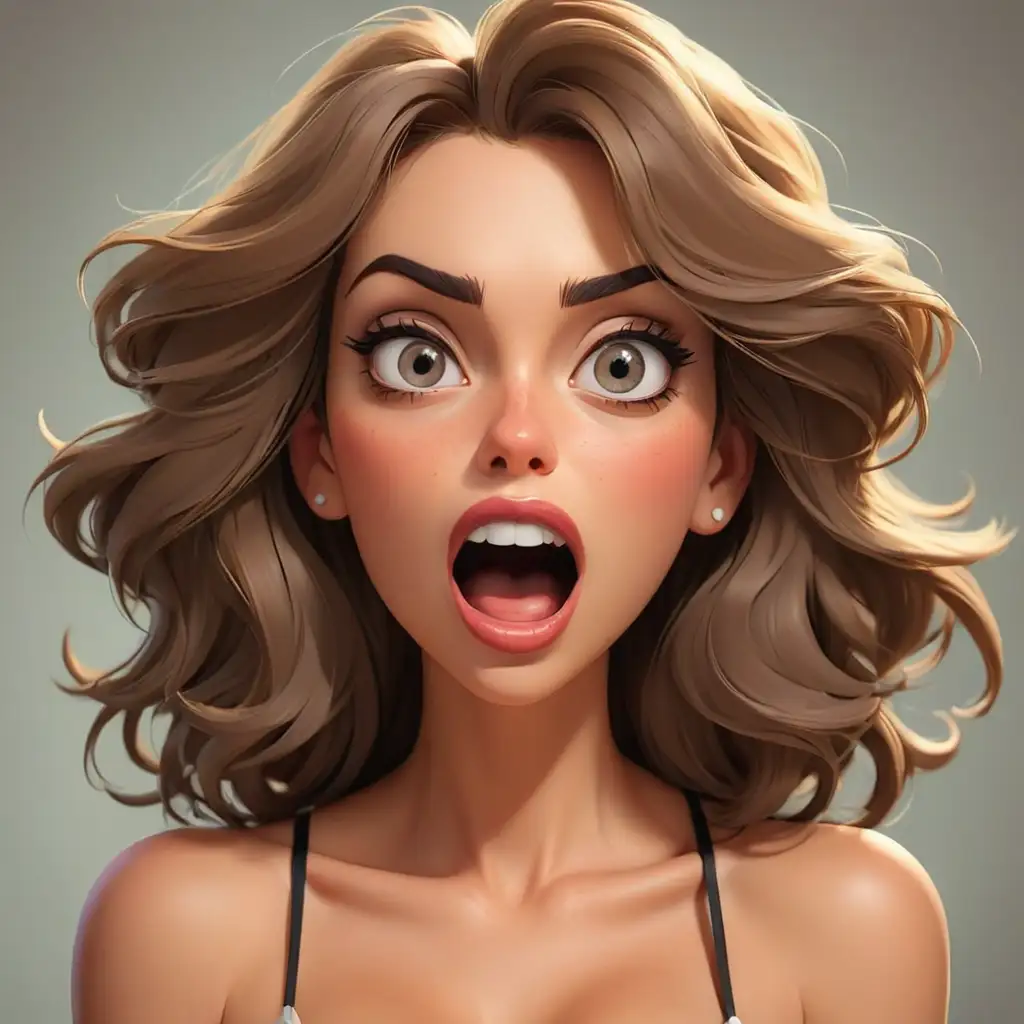 Cartoon-Sexy-Woman-with-Slightly-Open-Mouth