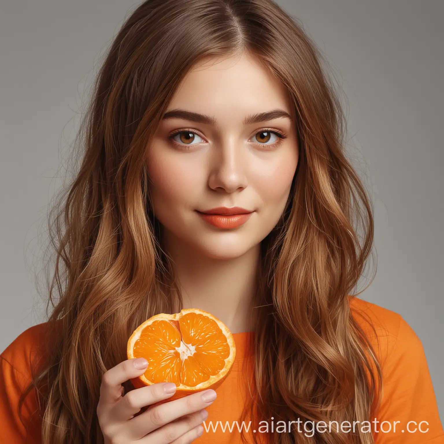 Girl-Transitioning-from-Retro-to-Modern-Style-Holding-Mandarin-Slice