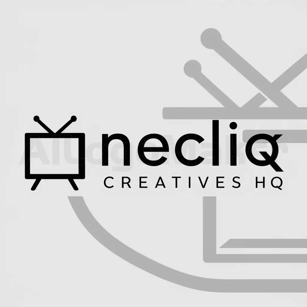 LOGO-Design-For-OnecliQ-Creatives-HQ-TV-and-Antenna-Emblem-for-Entertainment-Industry