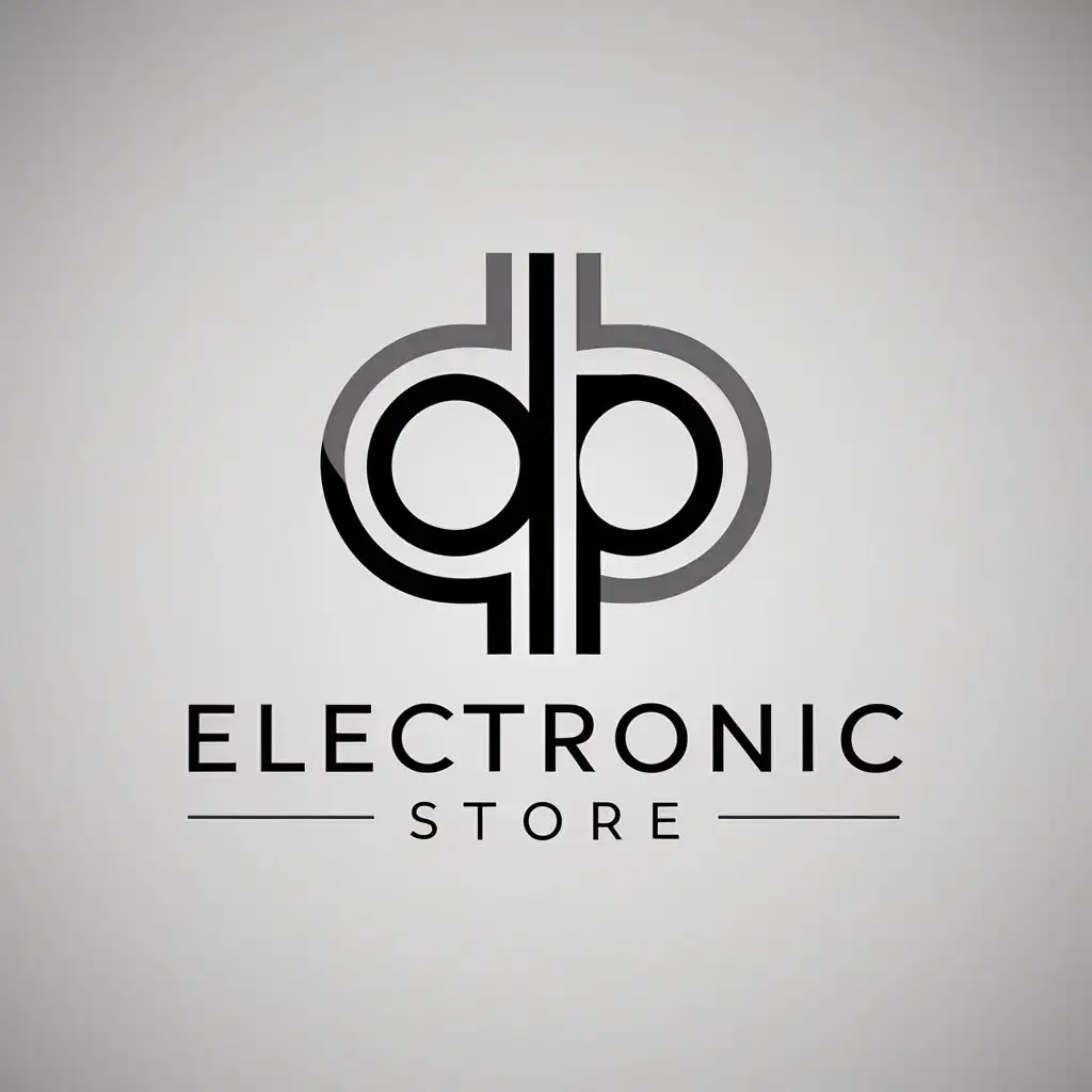 a logo design,with the text "Electronic Store", main symbol:DP Electronics,Minimalistic,clear background