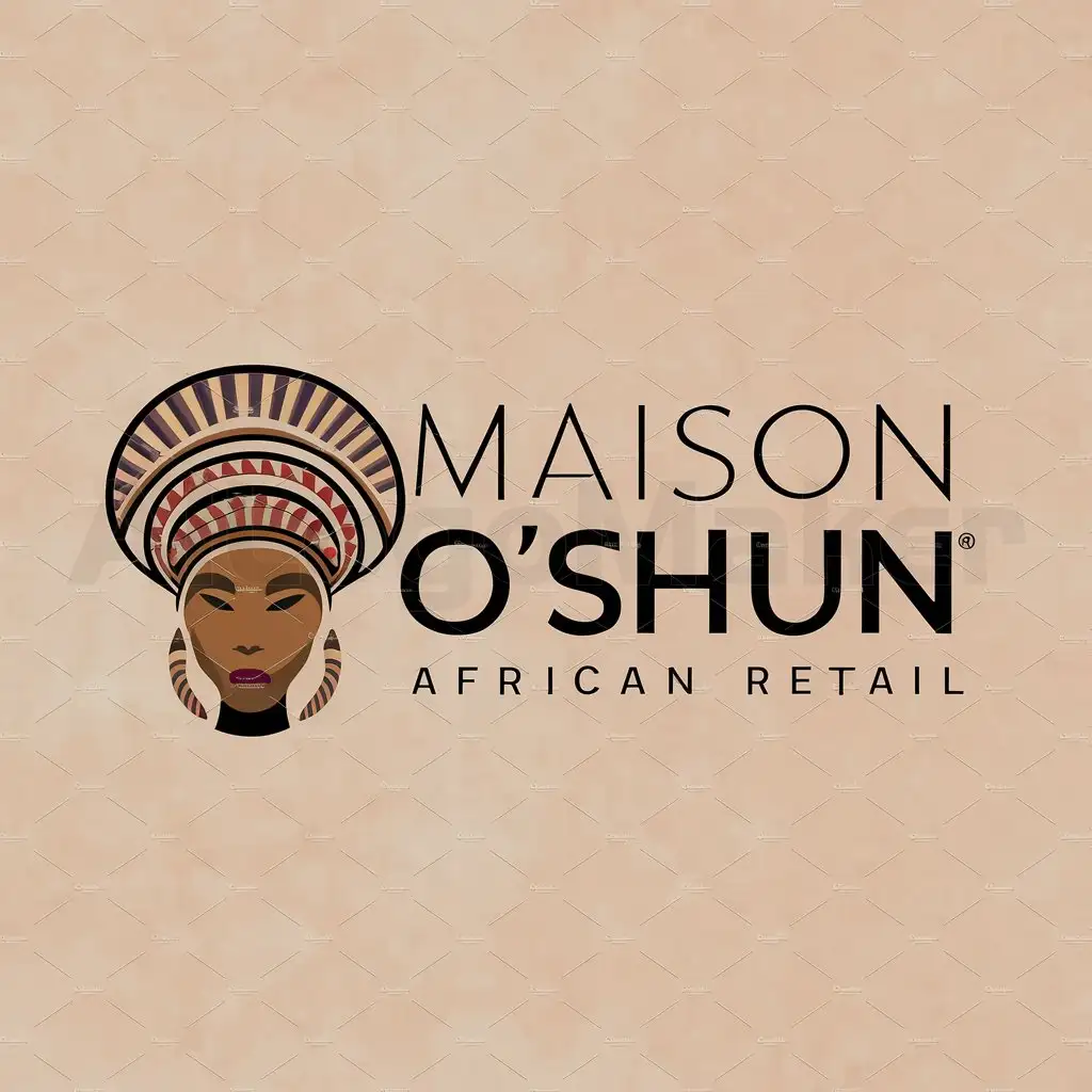 a logo design,with the text "maison o'shun", main symbol:accessory of African fashion,Moderate,be used in Retail industry,clear background