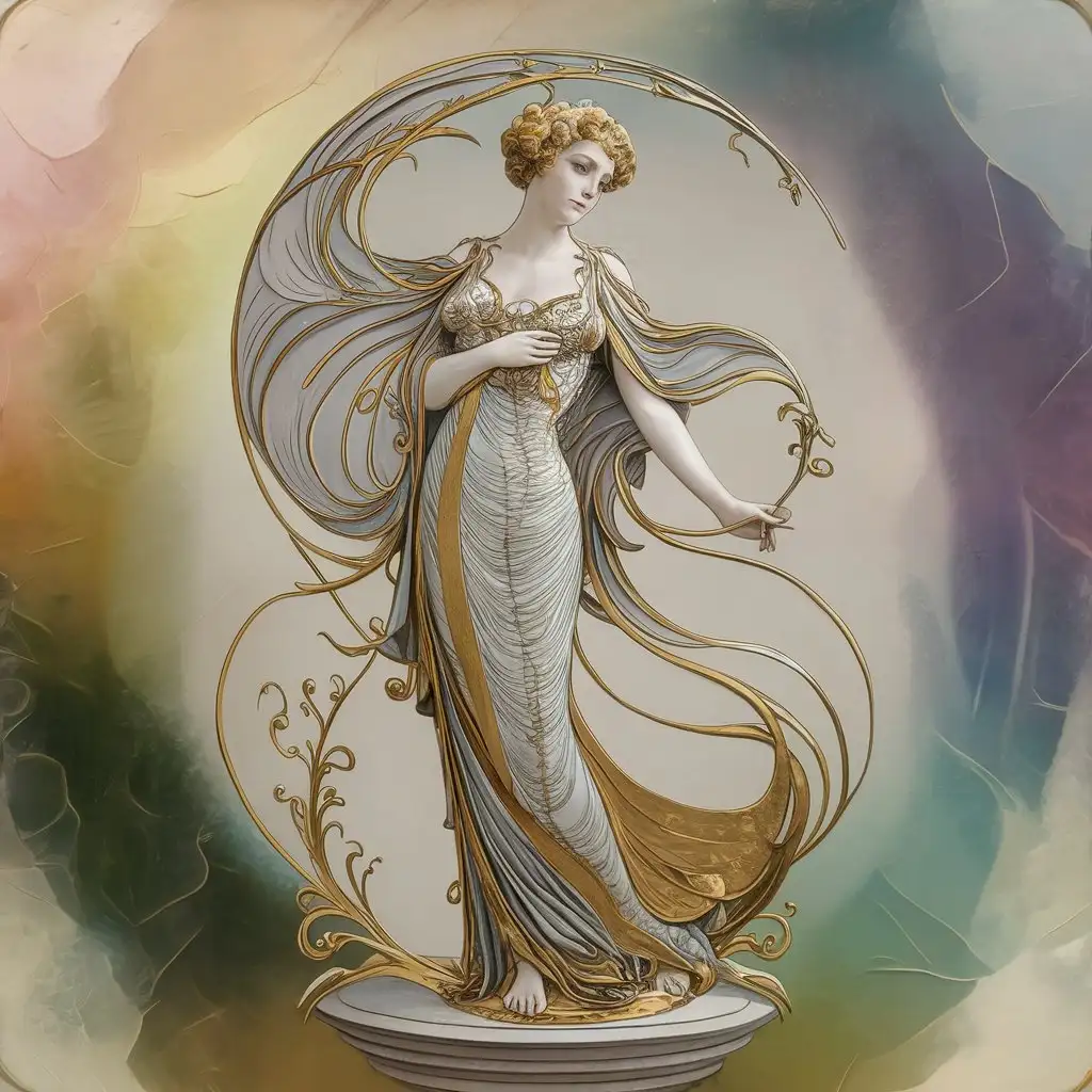 Art Nouveau Woman in Elegant Attire