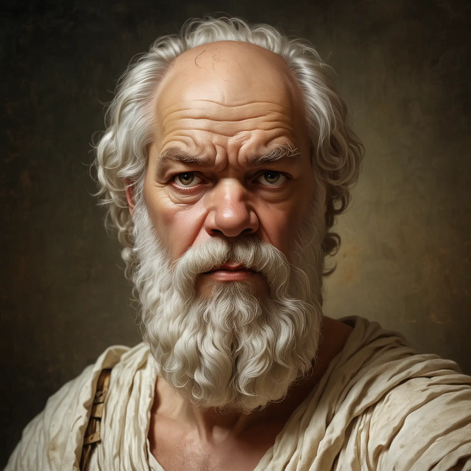 a realistic portrait of ancient Greek philosopher Socrates
