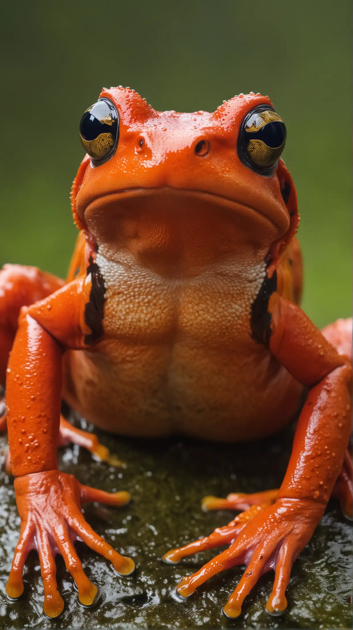 Vibrant Red Frog Portrait with Intense Gaze