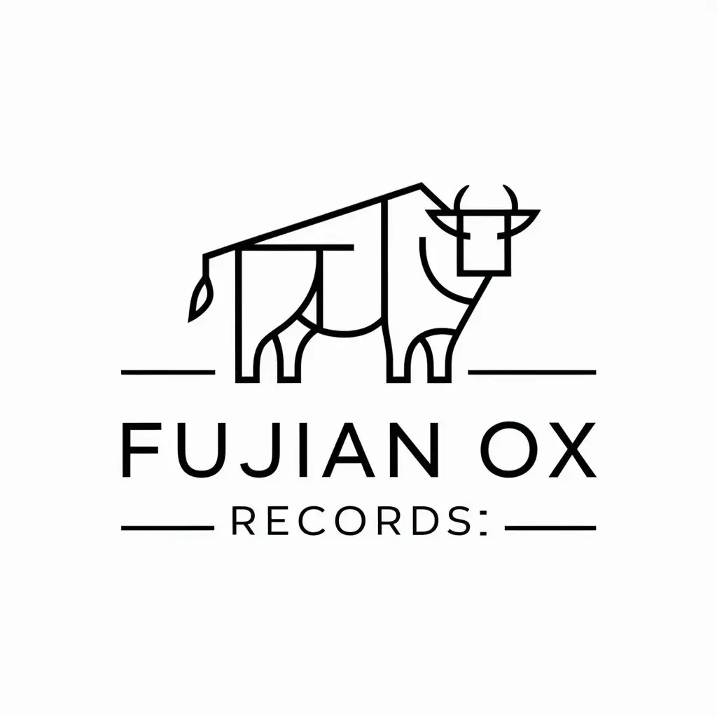 a logo design,with the text "Fujian Ox Records", main symbol:geometric line type logo,Minimalistic,be used in Restaurant industry,clear background