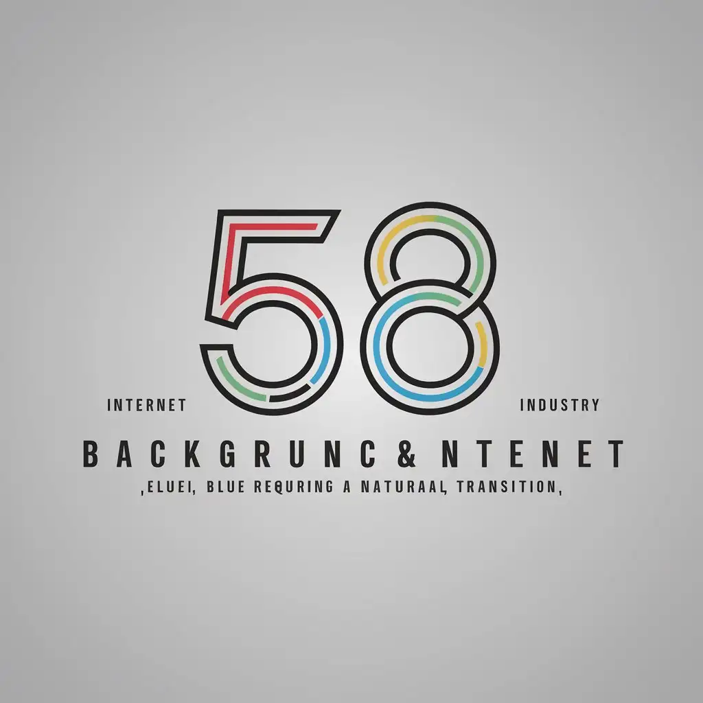 a logo design,with the text "background is red, yellow, blue, green, requiring a natural transition", main symbol:58,Moderate,be used in Internet industry,clear background