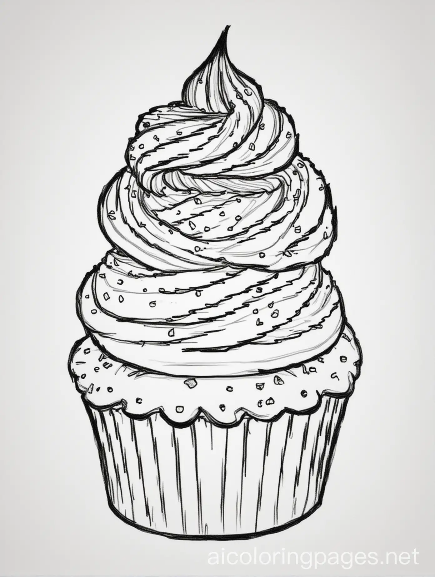 Simple-Cupcake-Coloring-Page-for-Kids-Black-and-White-Line-Art-on-White-Background