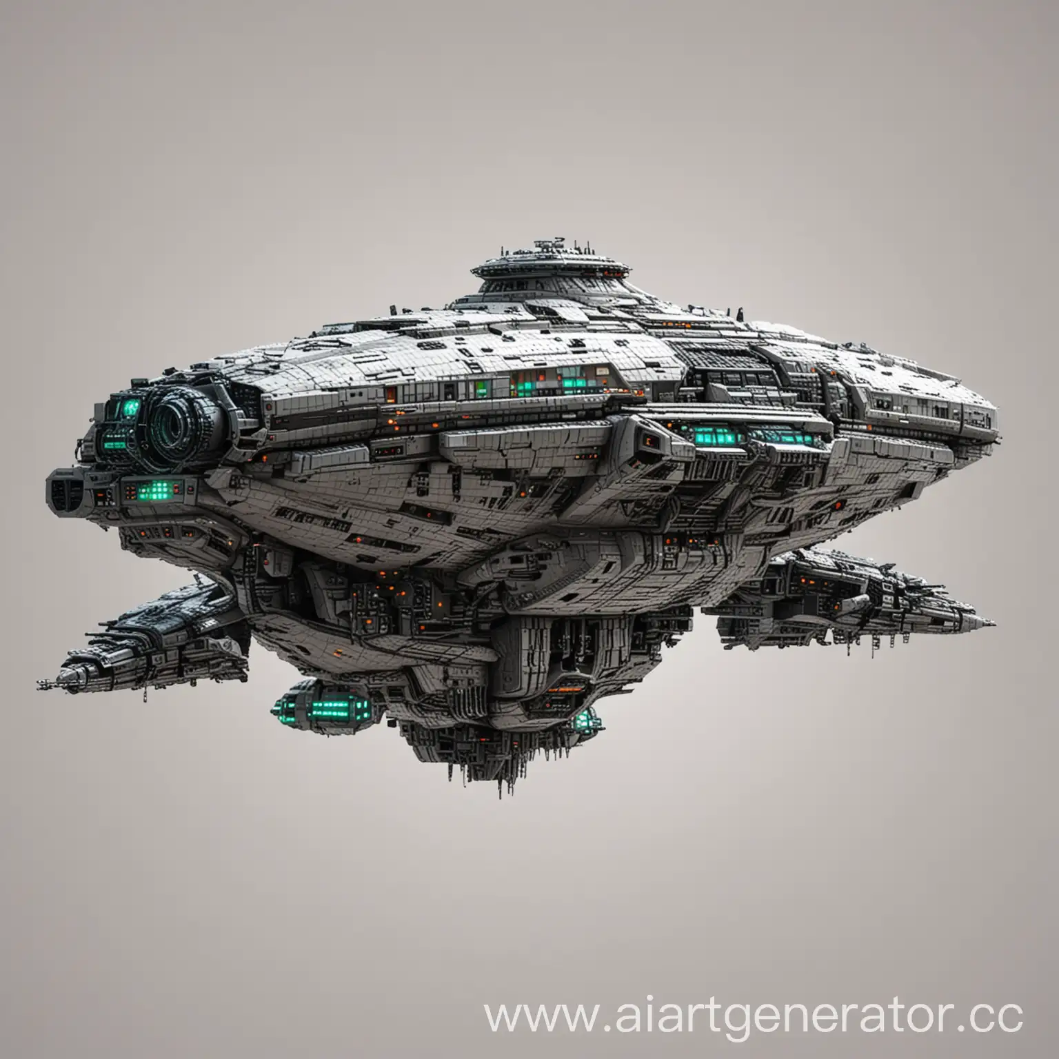 Pixel-Alien-Ship-on-White-Background-Futuristic-Pixel-Art-Illustration