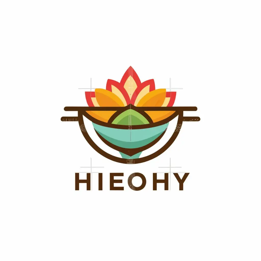 LOGO-Design-For-Hieothy-Bowl-of-Bun-Bo-Hue-with-Lotus-Surrounding-for-Restaurant-Industry
