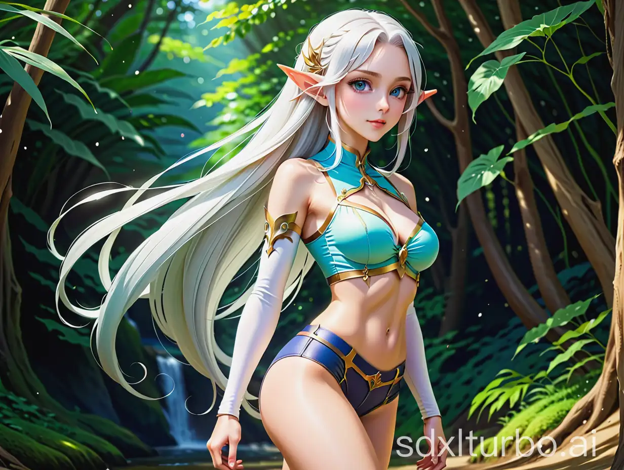 Beautiful-Anime-Elf-Girl-Fenazi-von-in-Tight-Top-and-Shorts