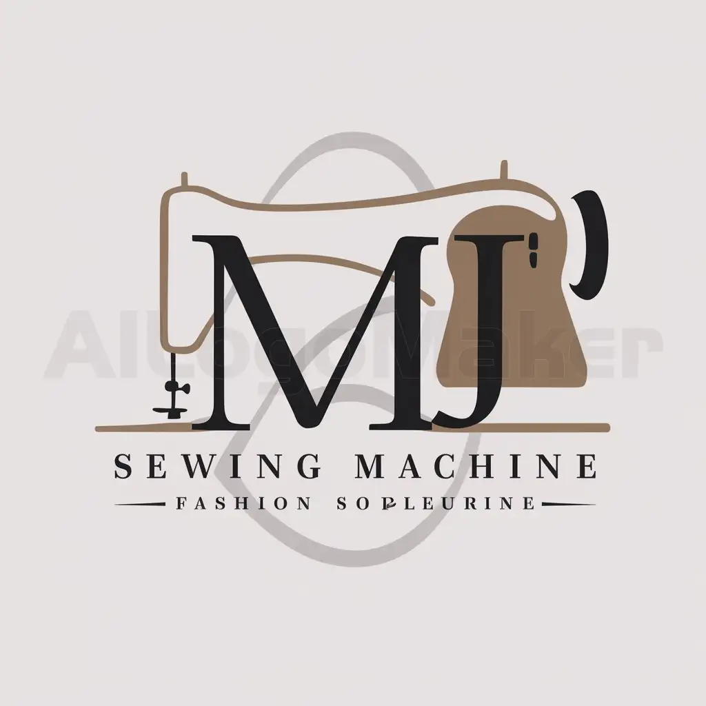 a logo design,with the text "MJ", main symbol:sewing machine,Moderate,be used in Others industry,clear background