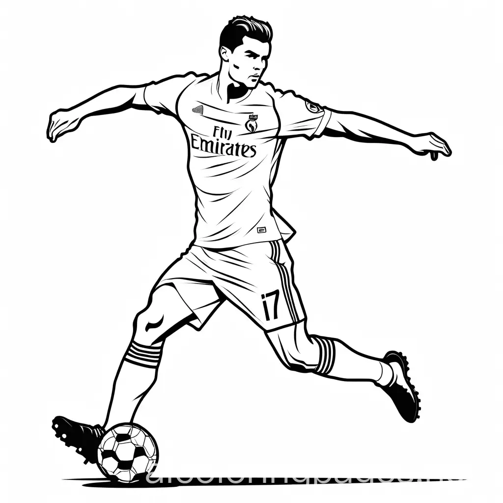 Cristiano-Ronaldo-Scoring-Goal-in-Black-and-White-Coloring-Page