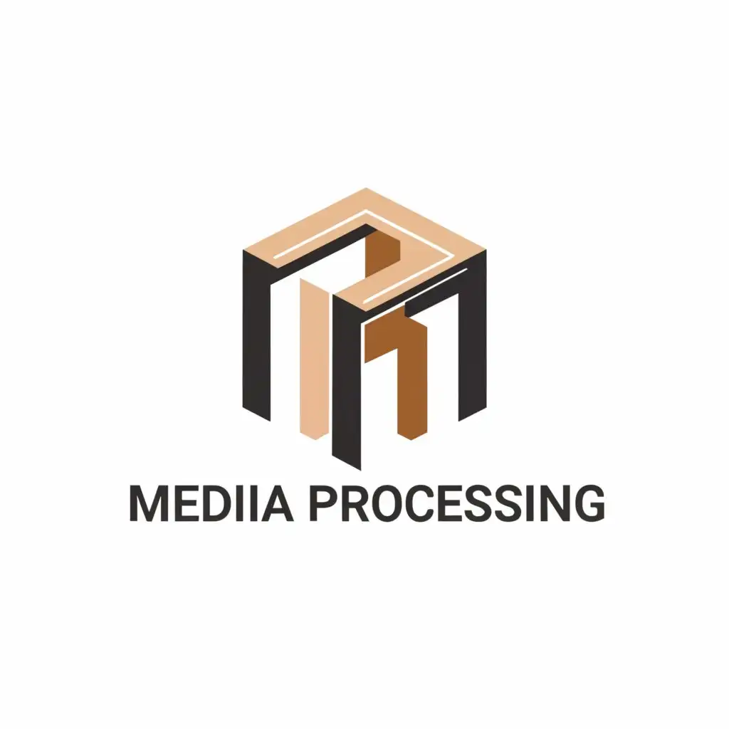 a logo design,with the text "Media Processing", main symbol:MP,Minimalistic,clear background