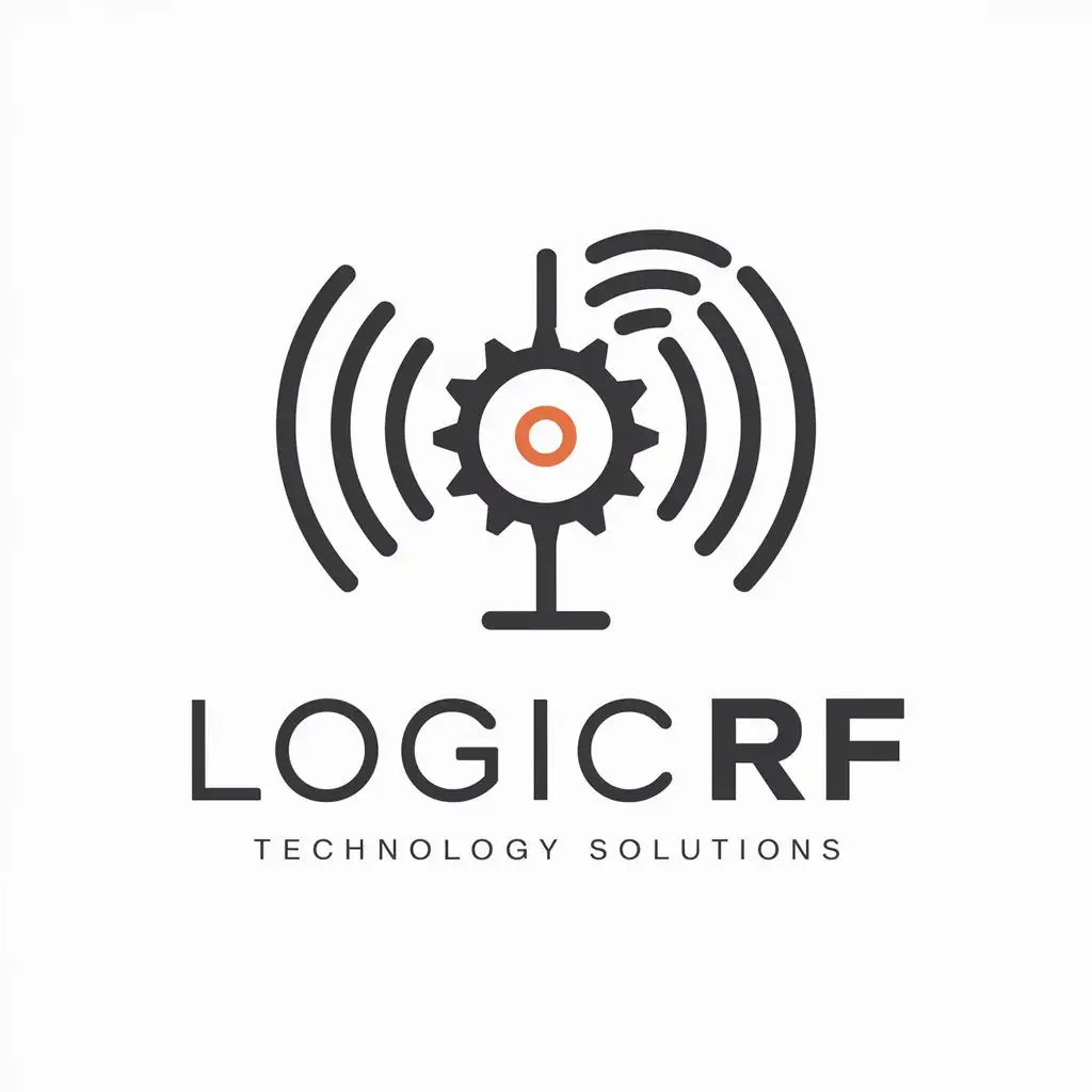 a logo design,with the text "LogicRF", main symbol:Signal,Logic,RF,Moderate,be used in Technology industry,clear background