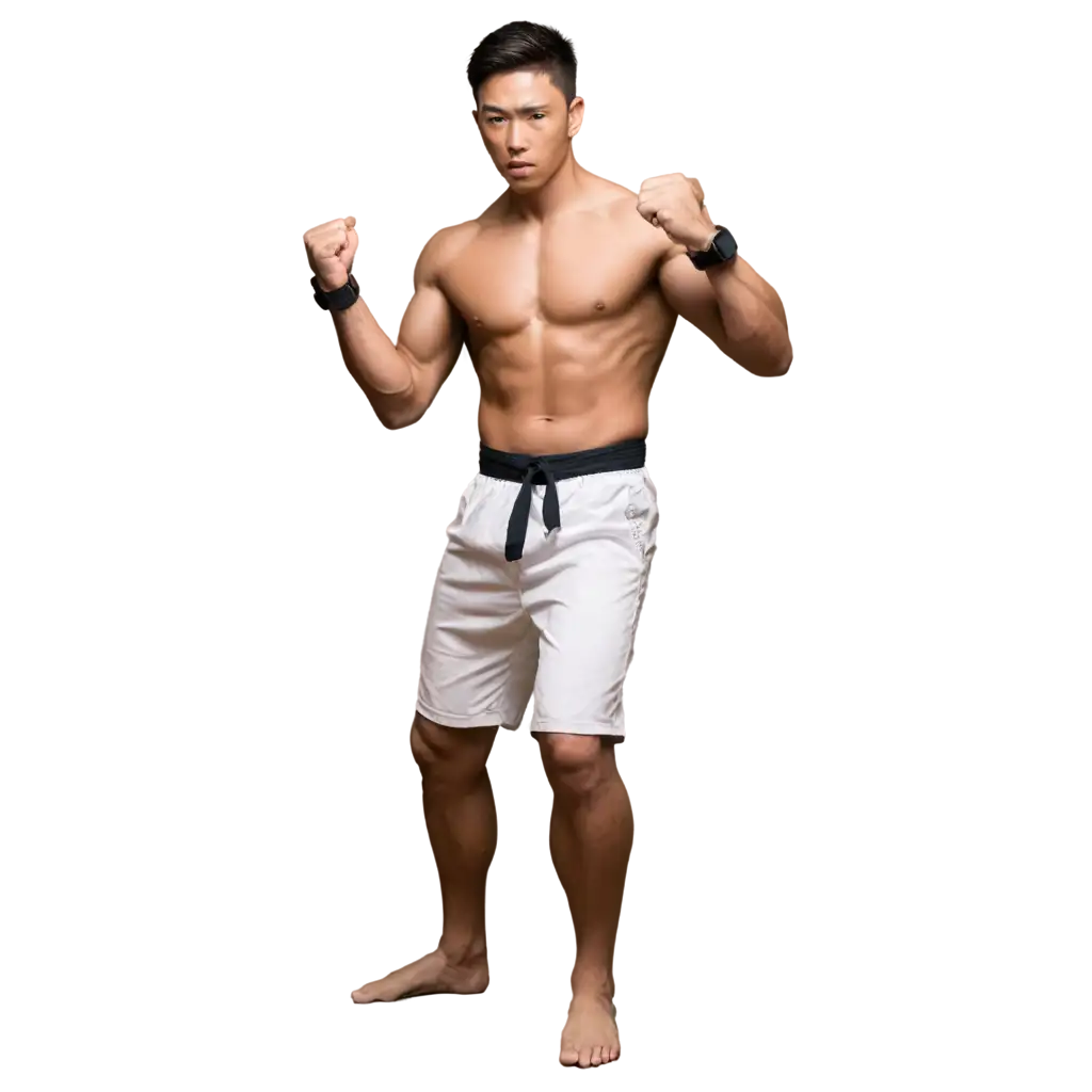 Realistic-PNG-Image-Muscular-Young-Asian-Male-Martial-Artist-in-a-Fighting-Stance