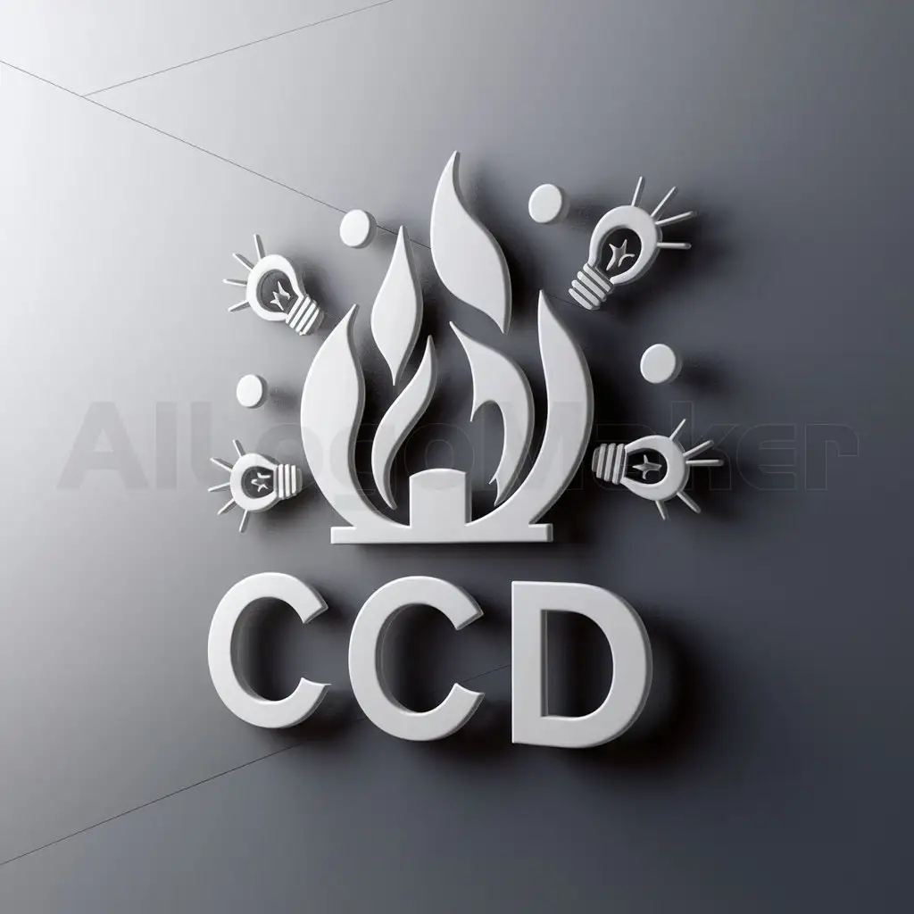 a logo design,with the text "CCD

", main symbol:fire and light bulbs and stage

,Moderate,clear background