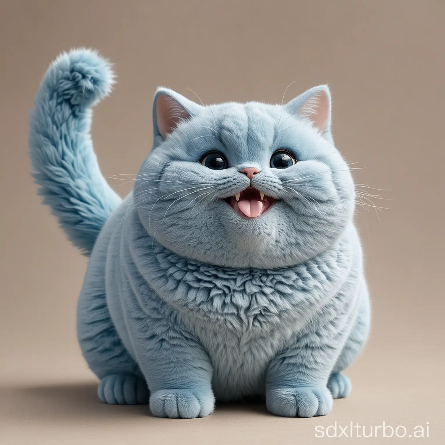 Happy chubby blue cat