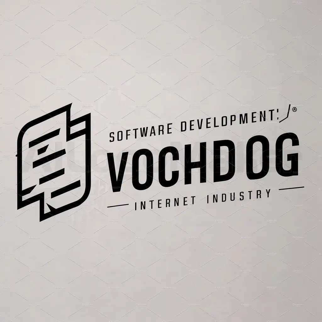 a logo design,with the text "Software development, VOCHDOG", main symbol:code program,Moderate,be used in Internet industry,clear background
