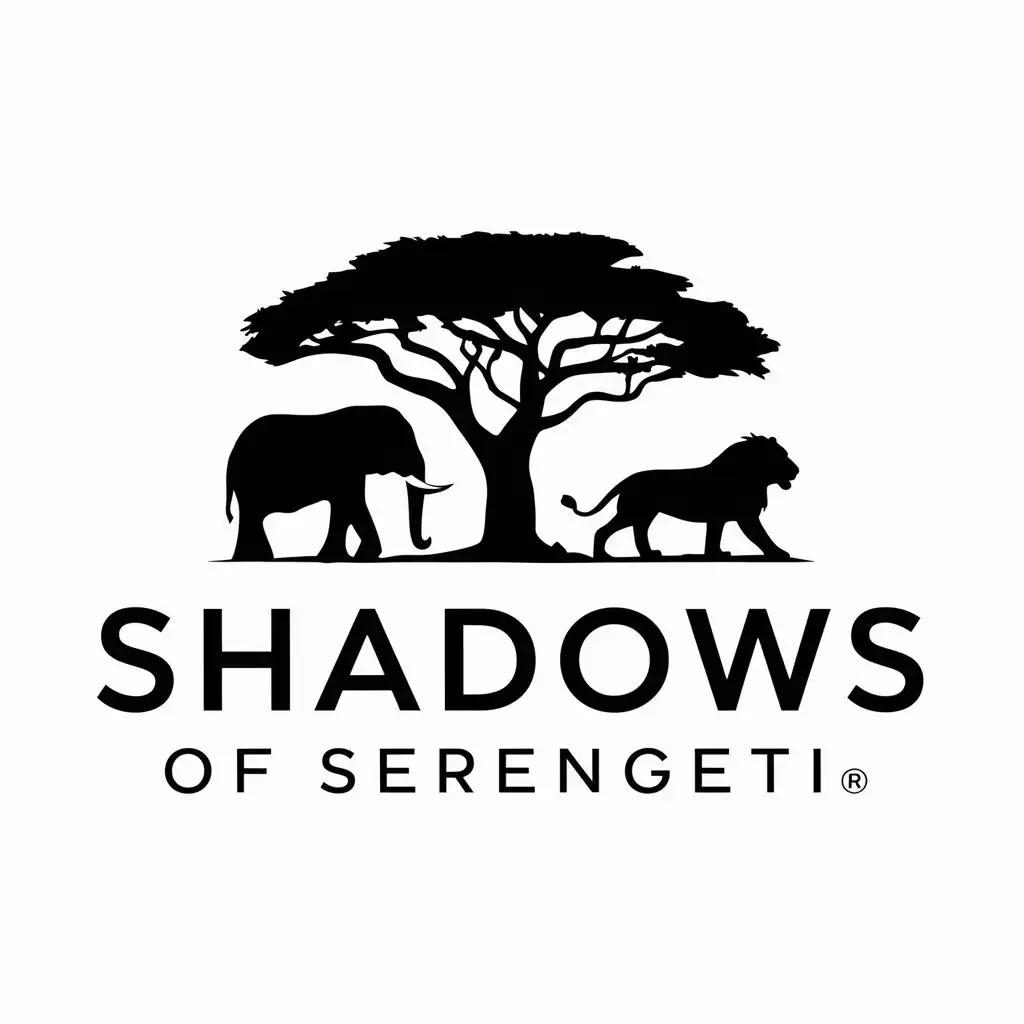 a logo design,with the text "Shadows of Serengeti", main symbol:African Savannah,Moderate,be used in Travel industry,clear background