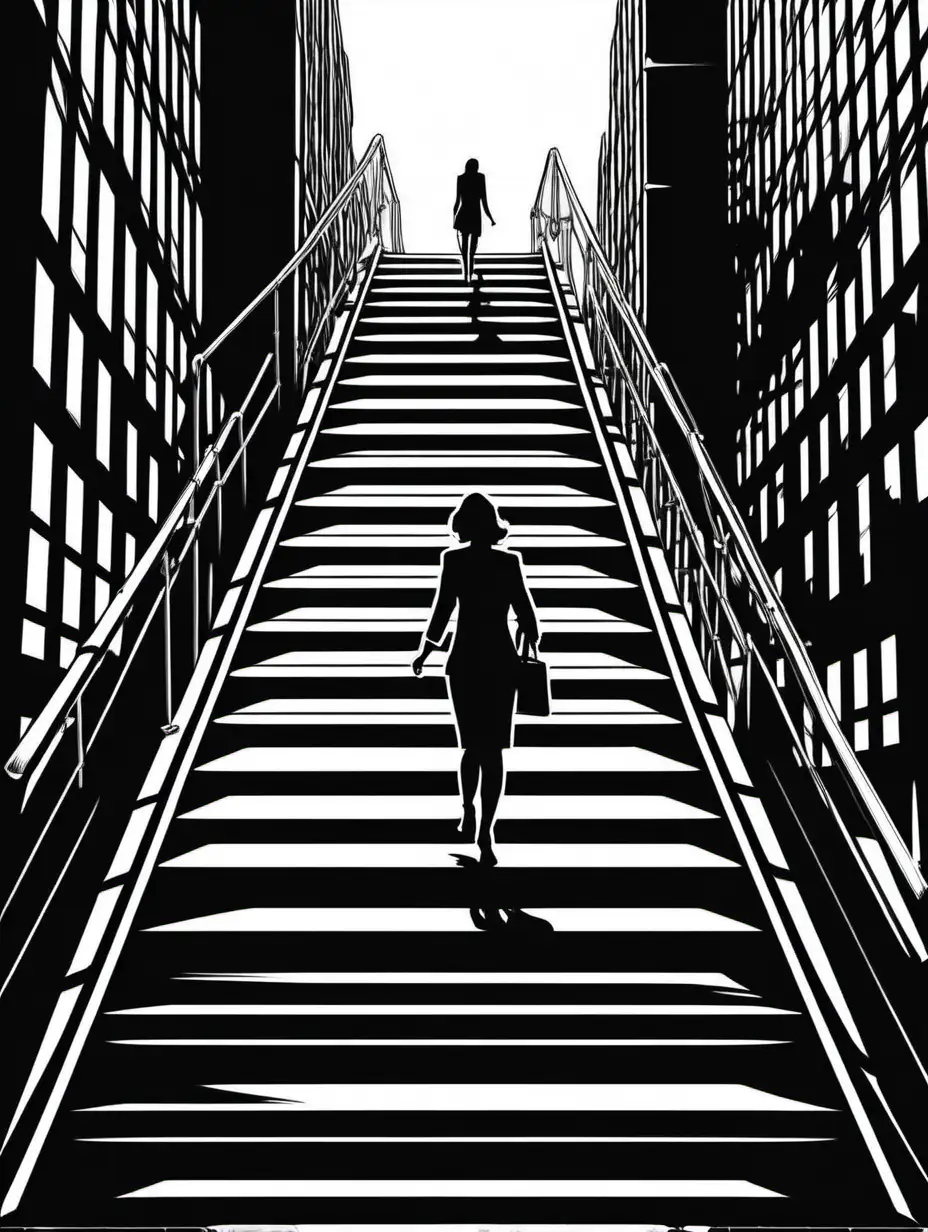 Businesswoman Ascending Stairs Silhouette Vector Illustration