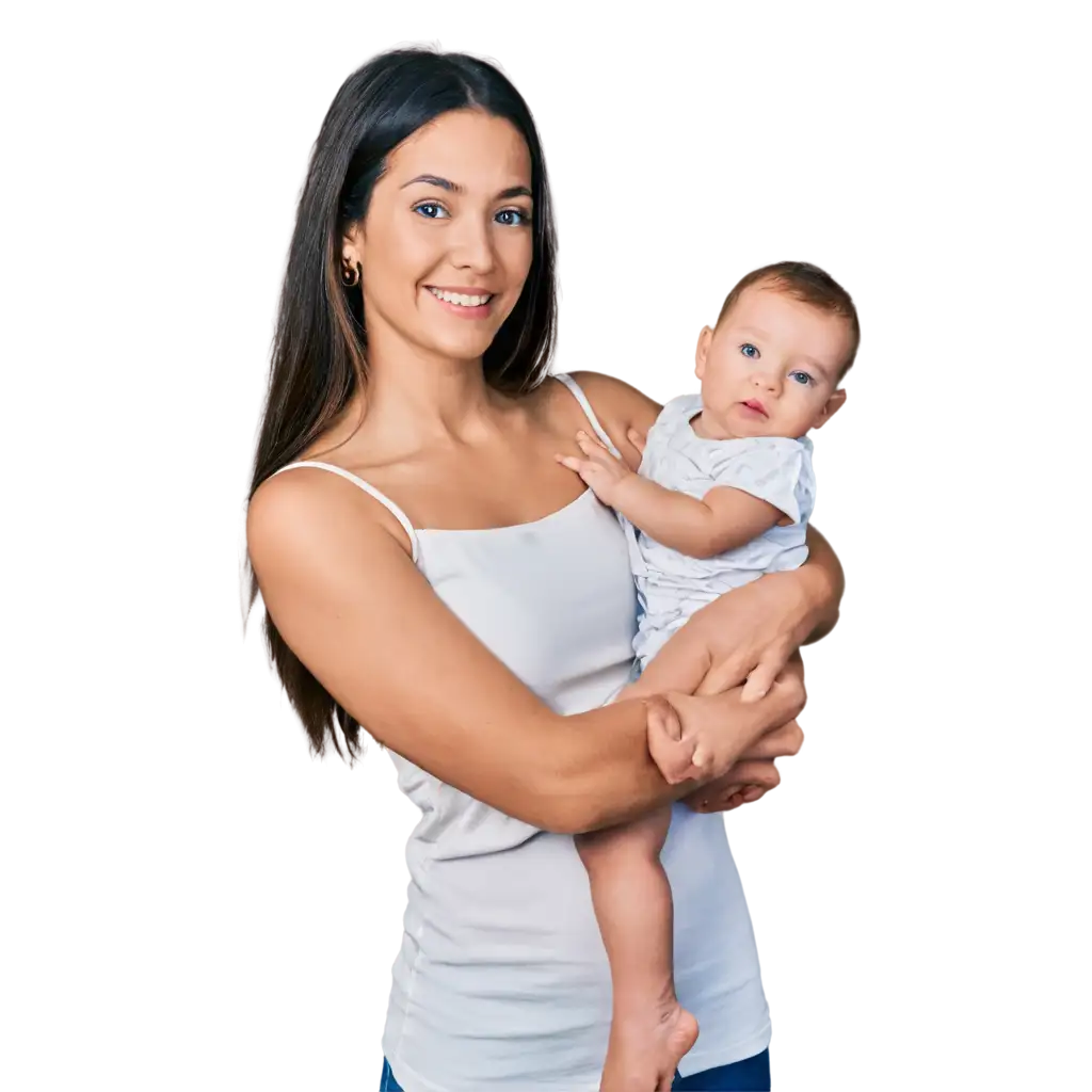 a woman holding her baby