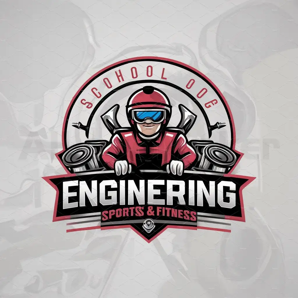 a logo design,with the text "School of Engineering", main symbol:an engineer in a race track,Moderate,be used in Sports Fitness industry,clear background