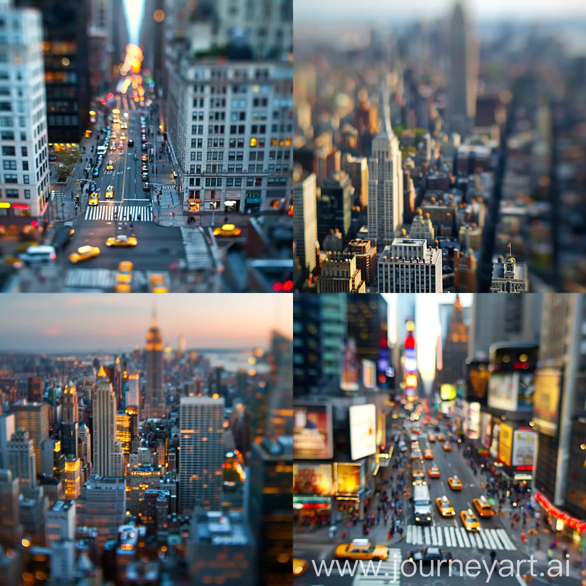 Miniature city scenes, tilt-shift blur shooting