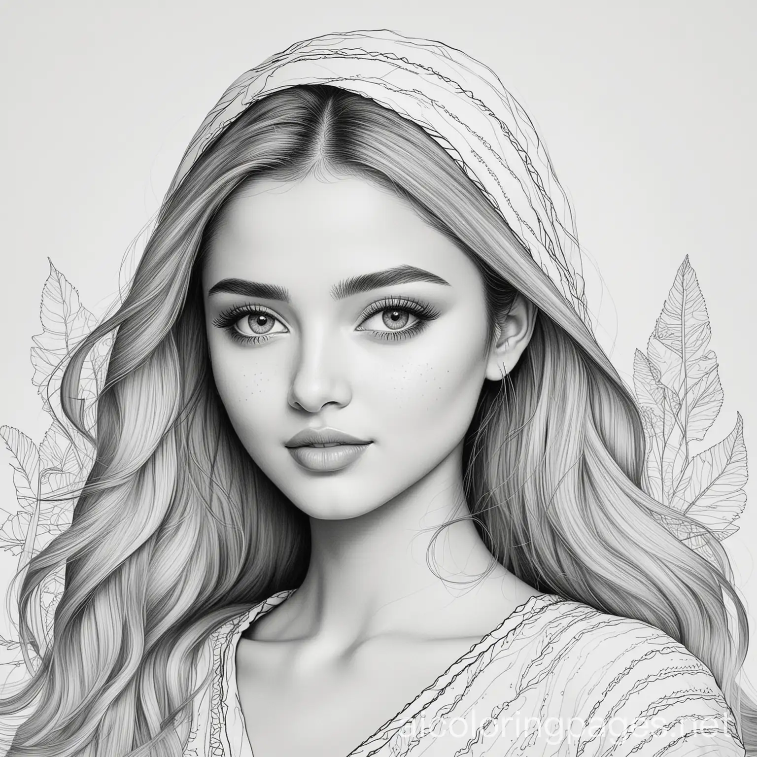 alia rashid, Coloring Page, black and white, line art, white background, Simplicity, Ample White Space