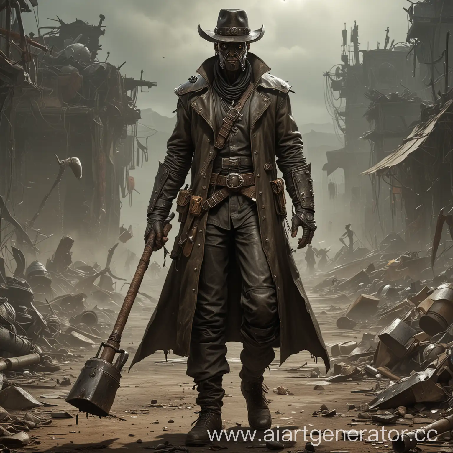 Gul-Priest-in-Leather-Duster-with-Hammer-PostApocalyptic-Wasteland-Wanderer