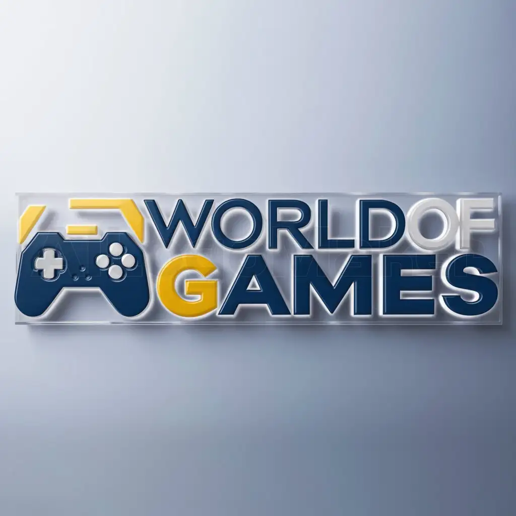 a logo design,with the text "WorldofGames", main symbol:mando de videojuegos,Moderate,be used in videojuegos industry,clear background