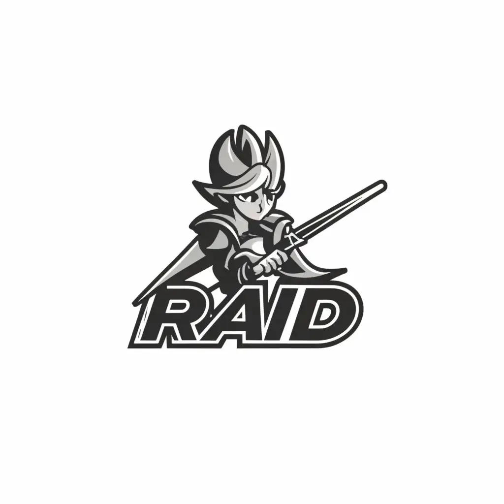 a logo design,with the text "RAID", main symbol:ANIME FIGUR,Moderate,clear background