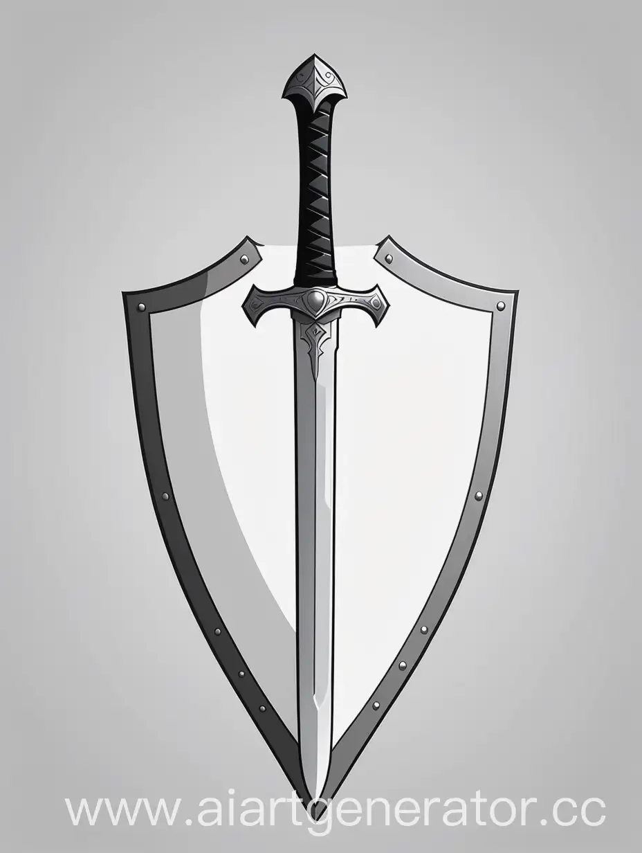 Minimalist-Gray-Sword-and-Shield-Art