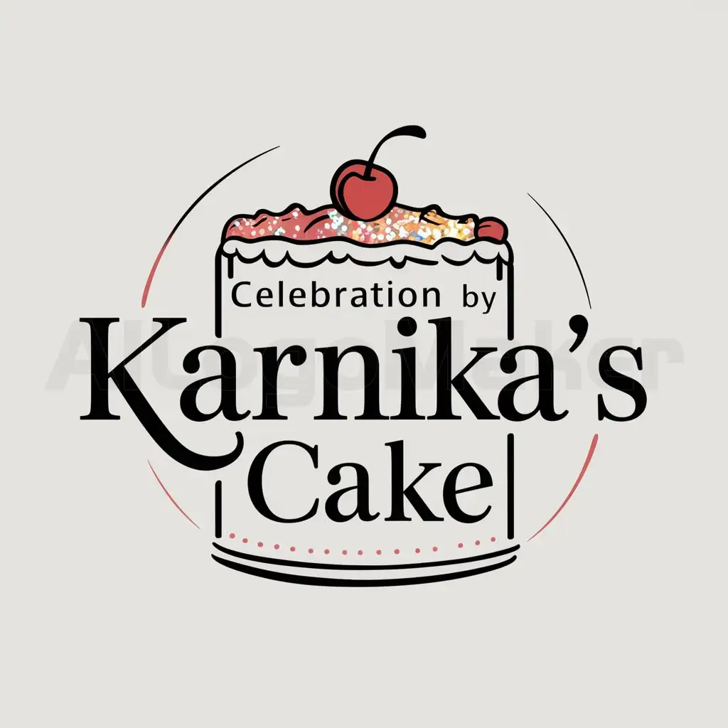 a logo design,with the text "celebration by karnika's cake", main symbol:cake , bakery  ,Moderate,clear background