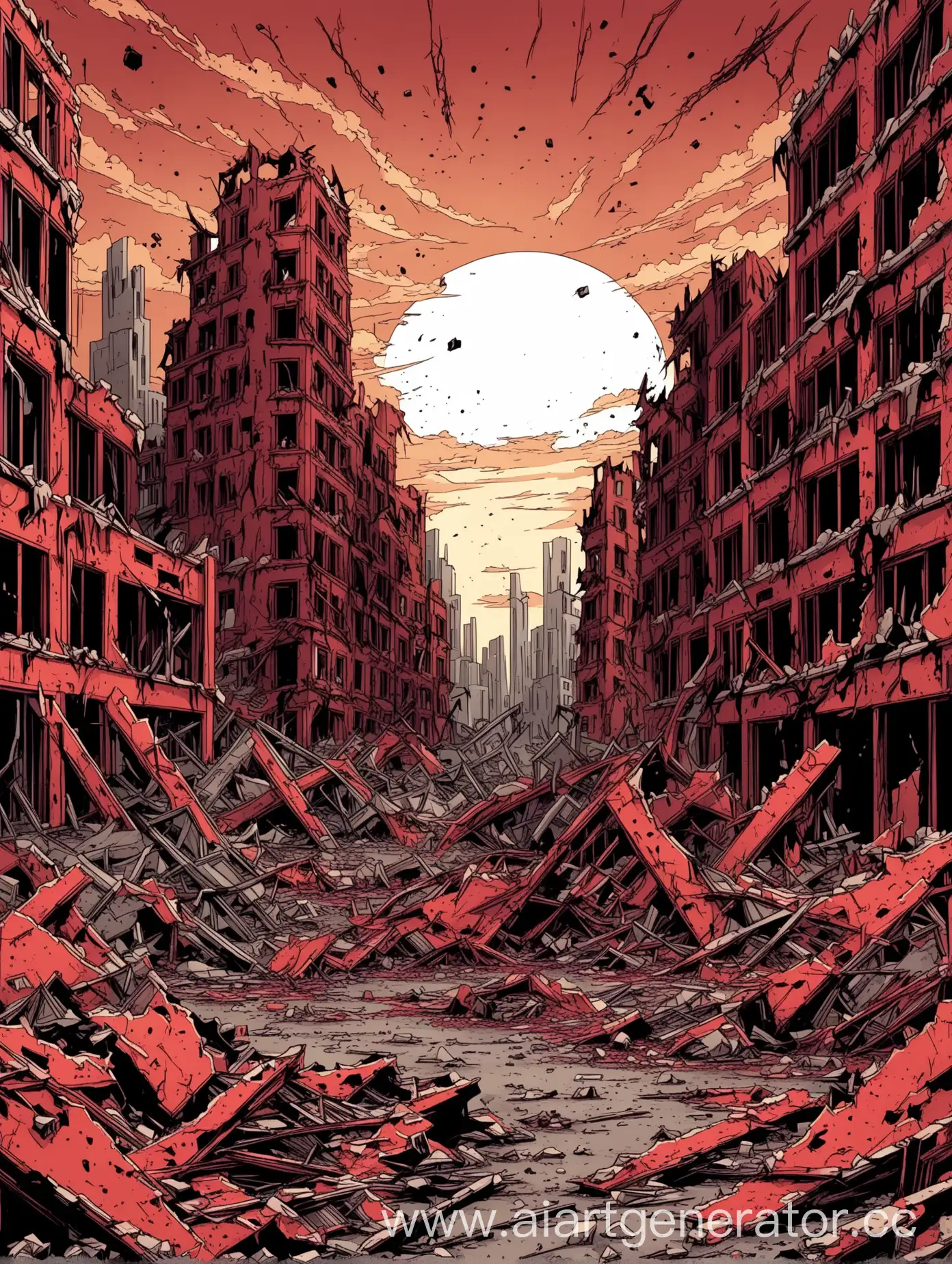 Apocalyptic-Red-Ruined-Cityscape-PostApocalypse-Comics-Art