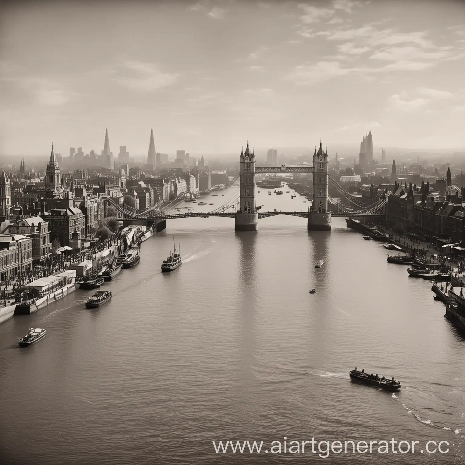 Vintage-View-of-Tower-Bridge-over-the-River-Thames-in-the-19th-Century