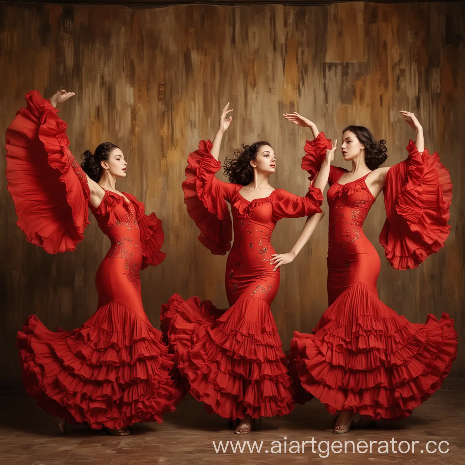 Passionate-Flamenco-Dance-Three-Beautiful-Girls-in-Spanish-Style