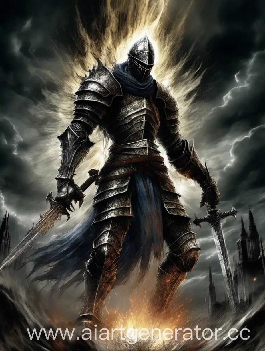 Персонаж из игры Dark Souls использует чудо Гнев Богов