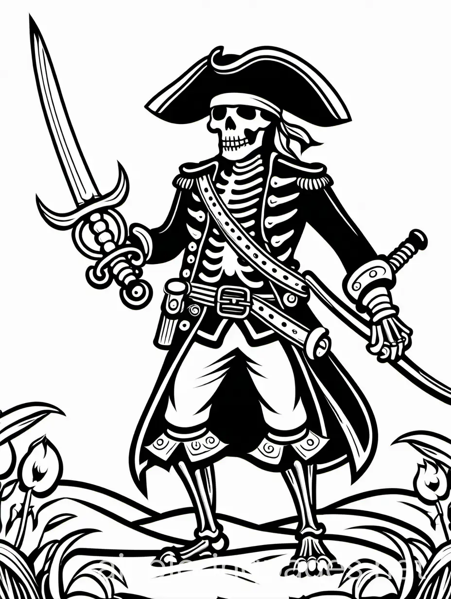 Skeletal-Pirate-Coloring-Page-for-Kids-Simple-Line-Art-on-White-Background