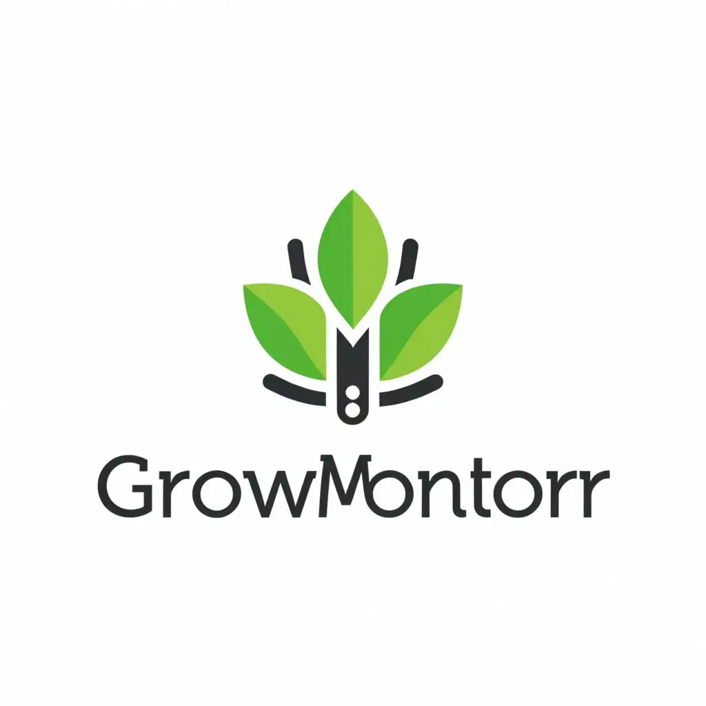a logo design,with the text 'GrowMonitor', main symbol:Cannabis plant,Moderate, be used in Technology industry, clear background