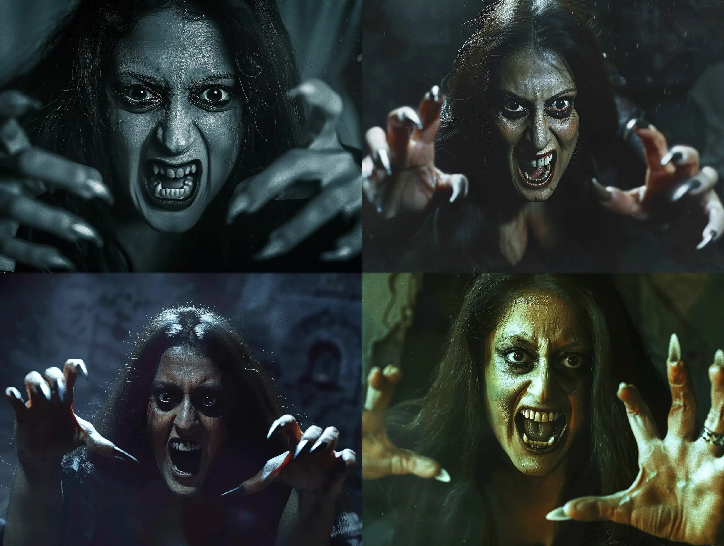 Eerie-Photorealistic-Scene-of-a-Monstrous-Vampire-Woman-Emerging-from-Darkness