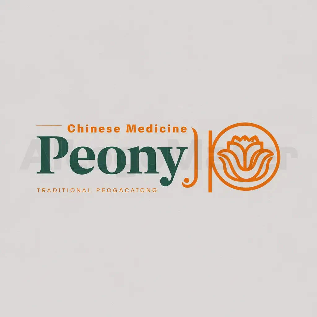 a logo design,with the text "peony IP Chinese medicine", main symbol:peony,Moderate,be used in Chinese medicine industry,clear background