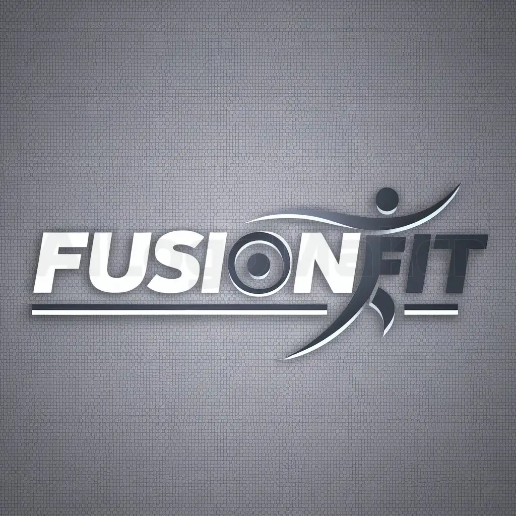a logo design,with the text "FusionFit", main symbol:human,Minimalistic,be used in Sports Fitness industry,clear background