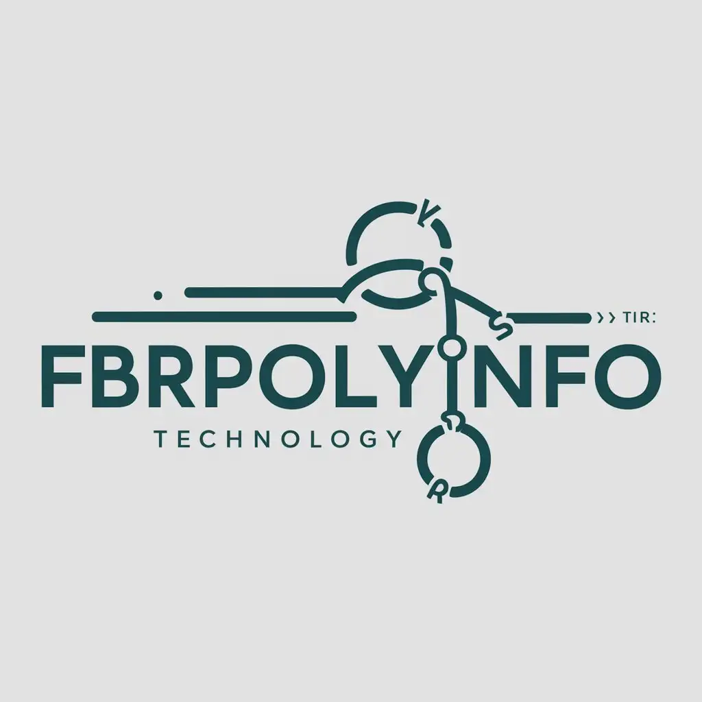 a logo design,with the text "FBRPolyInfo", main symbol:phenyl ring, polymer chain segment,Moderate,be used in Technology industry,clear background