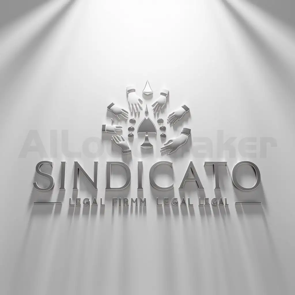 a logo design,with the text 'Sindicato', main symbol:Various Hands dealt,Minimalistic,be used in Legal industry,clear background