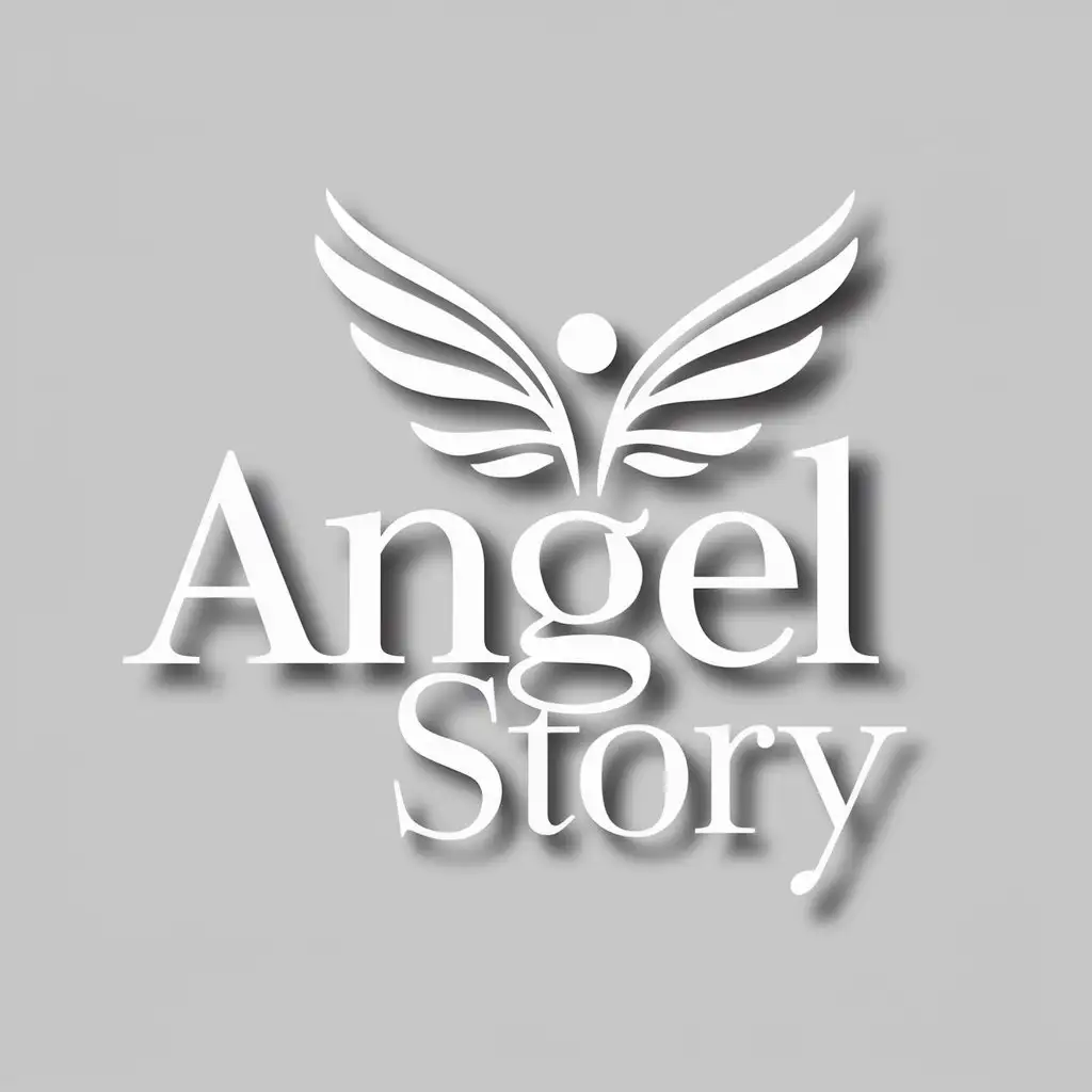 a logo design,with the text "Angel Story", main symbol:Target Angel wings  Story,color white.mension not circle logo use,Moderate,clear background