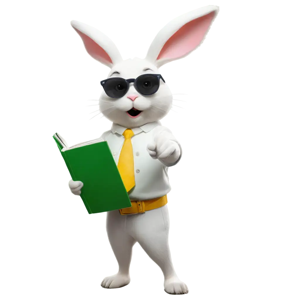 White-Rabbit-Writing-Book-with-Sunglasses-PNG-Image-for-Creative-Content-and-SEO-Enhancement