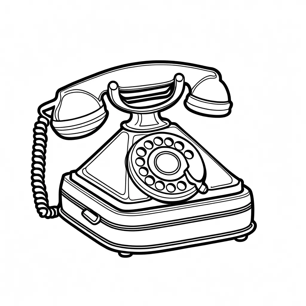 phone, Coloring Page, black and white, line art, white background, Simplicity, Ample White Space