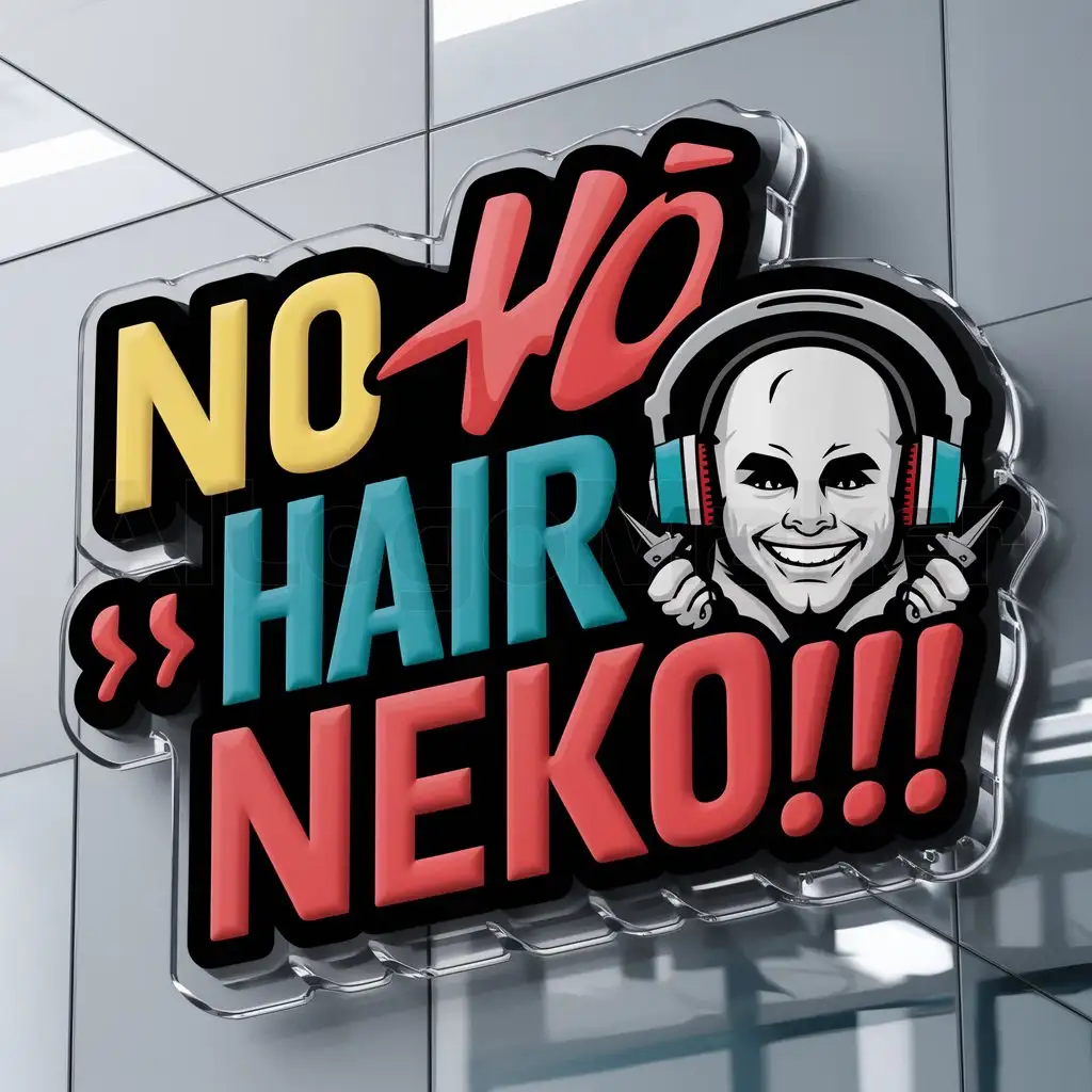a logo design,with the text "No-Hair NEKO!!!!!!", main symbol:bald guy, hair clippers,complex,be used in Others industry,clear background