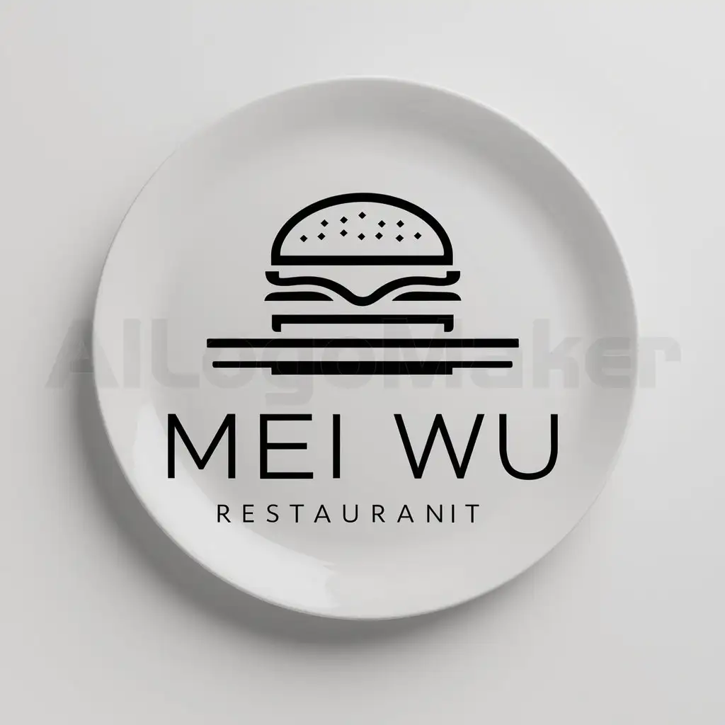 a logo design,with the text "mei wu", main symbol:hamburger, plate,Minimalistic,be used in Restaurant industry,clear background