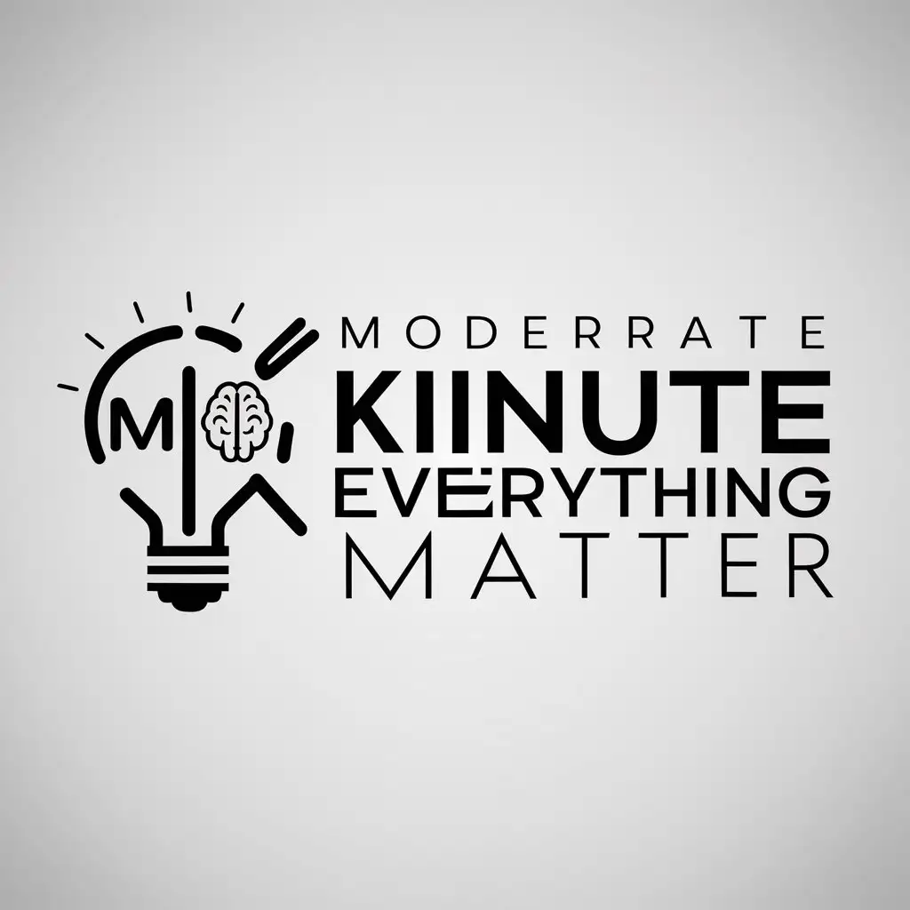 a logo design,with the text "minute know everything matter", main symbol:light bulb, information, human brain,Moderate,be used in Others industry,clear background